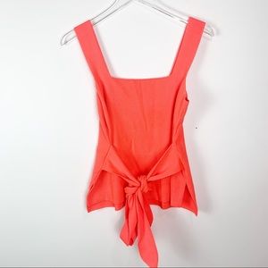 Anthropologie neon Orange wide strap tie tank